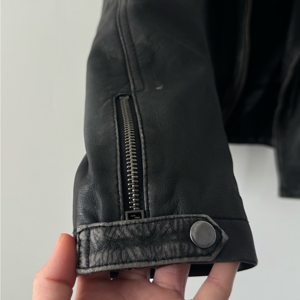 All Saints Black Leather Jacket - Picture 2 of 5